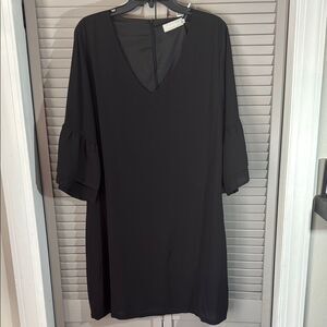 Black V-Neck Bell Sleeve Mini Dress